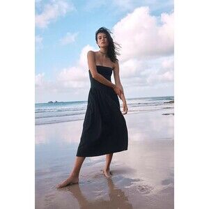 Free People Free-est Onda Drop-Waist Tube Midi Dress Strapless Black S 281489